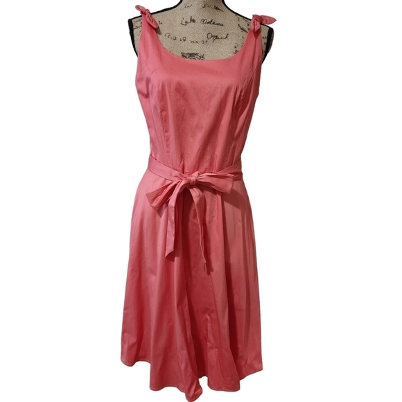 Sleeveless A-line Coral Midi Dress - Large - Picture 1 of 6